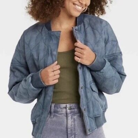 Universal Thread Utility Jacket Women's Blue Quilted Size Medium - Picture 1 of 6